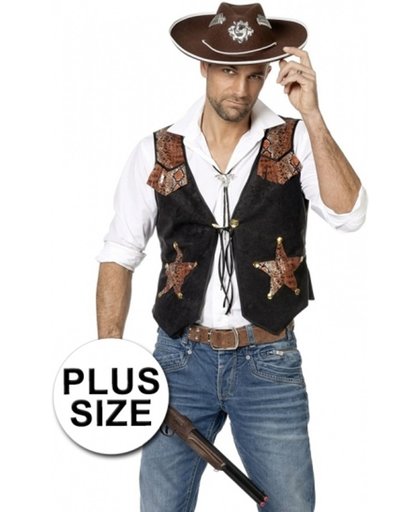 Grote maat cowboy vest voor heren 60 (4xl) - Wilde westen kleding