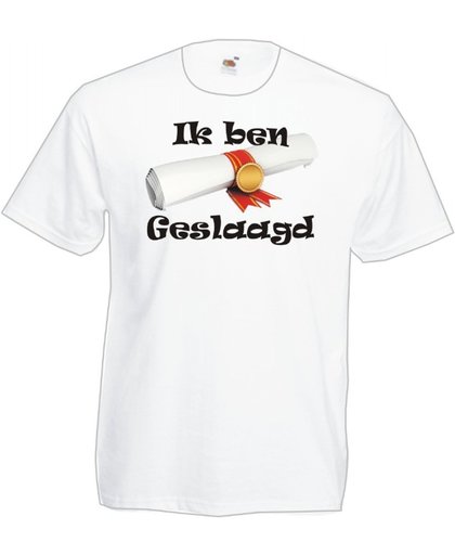 Geslaagd Unisex T-shirt Hoera geslaagd WIT maat L