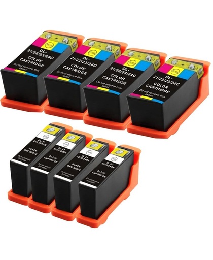 Compatible voor Dell Series 21 (22,23 en 24) InktBV® Inktcartridge-set 8pak