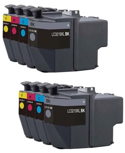 Inktcartridge / Compatibele Brother LC-3217 XL / LC-3219 XL / Zwart / Cyaan / Magenta / Geel / Hoge Capaciteit / 8 pak