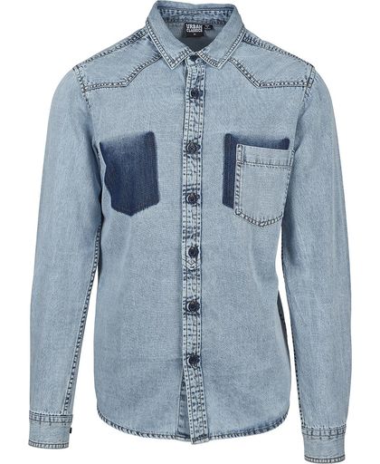 Urban Classics Denim Pocket Shirt Overhemd blauw