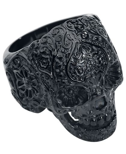 Wildcat Skull Tattoo Ring zwart