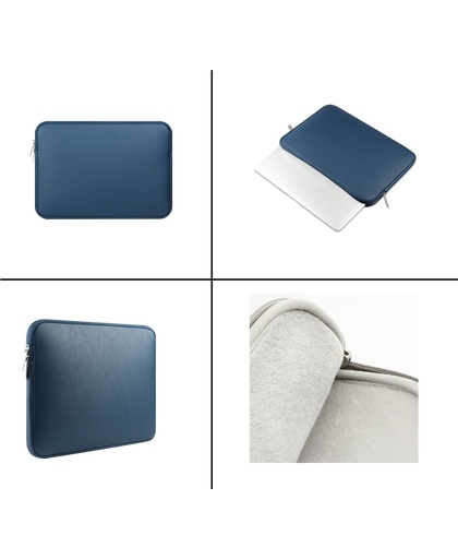 Kunstlederen Soft Sleeve Voor de Apple Macbook Air / Pro (Retina) 13 Inch - 13.3" Case - Bescherming Cover Hoes Kunstleer - Blauw