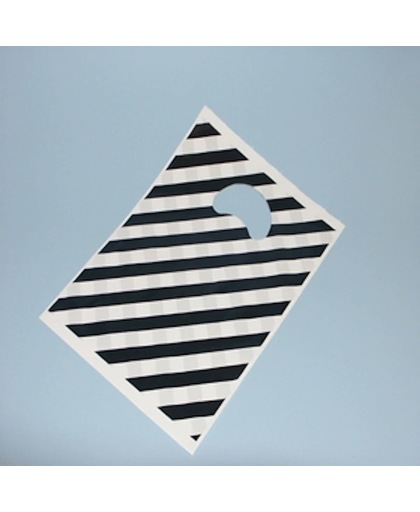 Plastic draagtas zwart/wit 36 x 42 cm, bodem 3 cm, 100 stuks