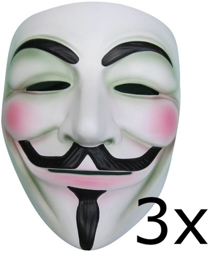 3x V for Vendetta Guy Fawkes Anonymous maskers (3 stuks)