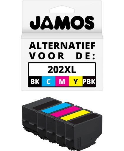 JAMOS - Inktcartridges / Alternatief voor de Epson 202XL Zwart, Foto Zwart & CMY Kleuren Voordeelset