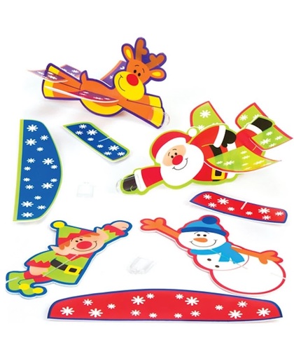 Zweefvliegtuigjes feestelijke vriendjes voor kinderen. Leuke kerstcadeautjes en spelletjes voor kleine kinderen (8 stuks per verpakking)