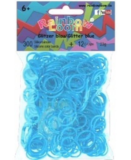 Rainbow Loom Elastiekjes - Rubber Bands Glitter Blauw - 300 stuks