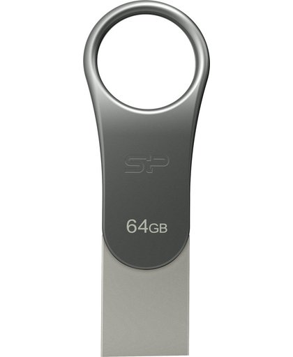 Silicon Power 64GB Mobile C80 USB 3.0/ USB Type-C Dual COB flashdrive Titanium