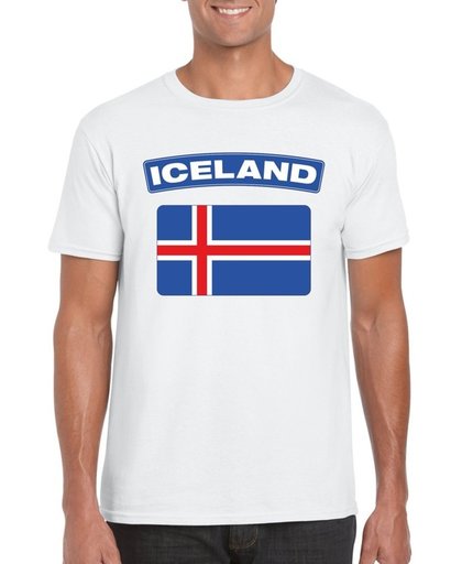 IJsland t-shirt met IJslandse vlag wit heren S