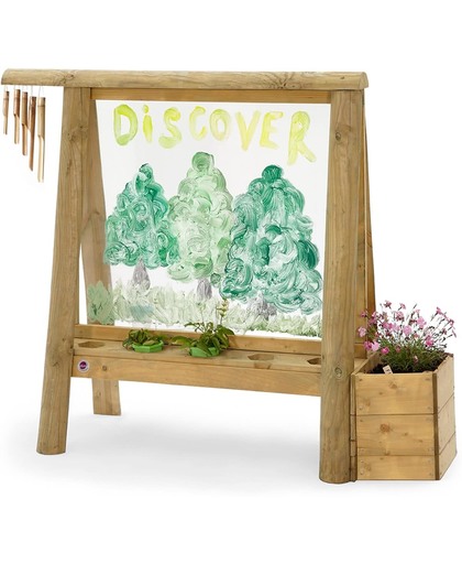 Plum Discovery Create and Paint Easel - Tuinspeelgoed - Verf ezel - Hout - 144 x 50 x 116 cm - Inclusief plantenbak