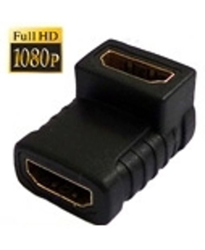HDMI 90 graden hoek vrouwtje naar vrouwtje koppeling (Verguld)(zwart)