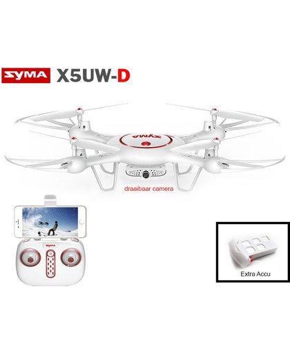 Quadcopter/Drone Syma X5uw-D - HD live draaibaar camera + Extra Accu!