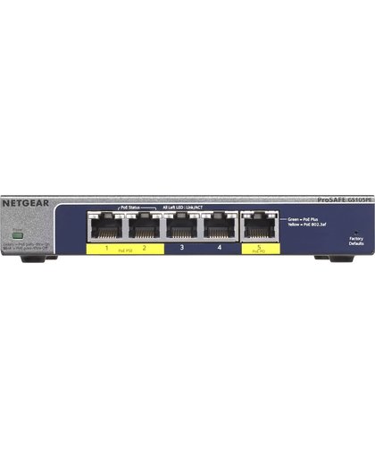 Netgear GS105PE Onbeheerde netwerkswitch L2 Gigabit Ethernet (10/100/1000) Power over Ethernet (PoE) Grijs