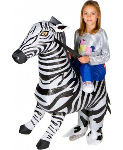 Opblaasbare zebra kostuum voor kinderen