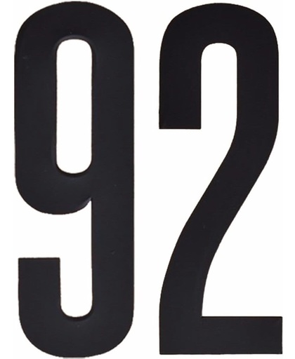 Cijfer sticker 92 zwart 10 cm - klikocijfers / losse plakcijfers