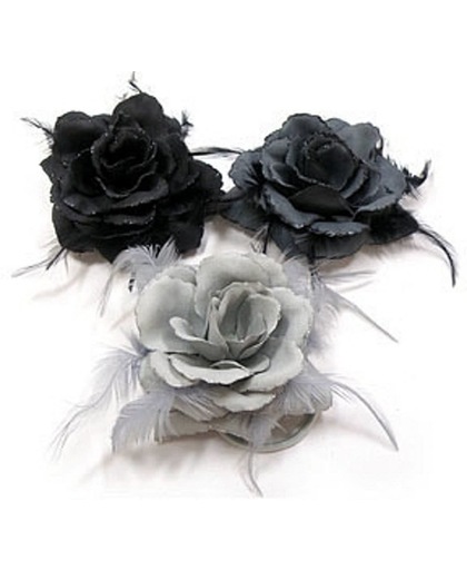 Glitter roos in grijs tinten  Zwart