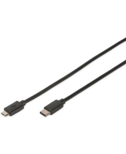Digitus 1.8m, USB3.0-C/USB3.0 micro-B 1.8m USB C Micro-USB B Mannelijk Mannelijk Zwart USB-kabel