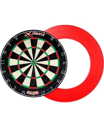 XQ Max - Razor 1 Bristle - dartbord - inclusief - dartbord surround ring - rood
