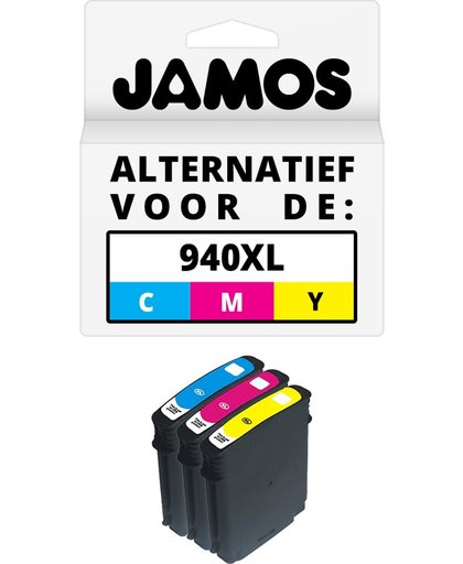 JAMOS - Inktcartridges / Alternatief voor de HP 940XL CMY Kleuren Voordeelset