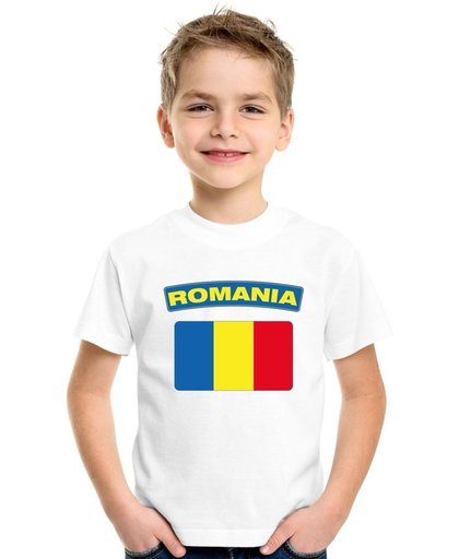 Roemenie t-shirt met Roemeense vlag wit kinderen XL (158-164)