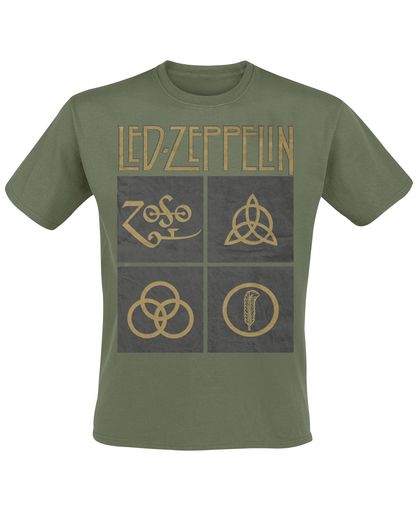 Led Zeppelin Green Symbols T-shirt olijf