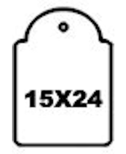 Witte labels met koordje 15 x 24 mm, nummer 388, 100 stuks