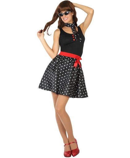 Zwart jaren 50 kostuum voor vrouwen - Verkleedkleding - Maat M/L