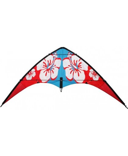 Stuntvlieger rood met hibiscus 140 x 60 cm