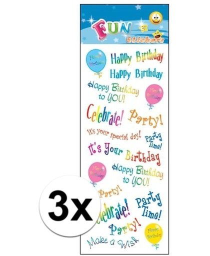 3x Stickervel happy birthday