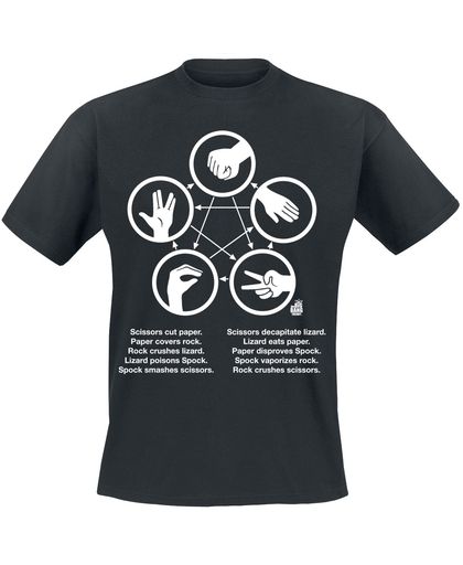 The Big Bang Theory Rock Paper Scissors Lizard Spock T-shirt zwart