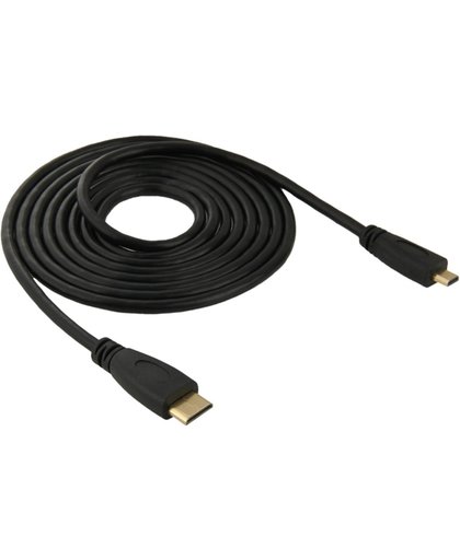 Mini HDMI (Type-C) mannetje naar Micro HDMI (Type-D) mannetje Adapter kabel, Lengte: 1.8 meter
