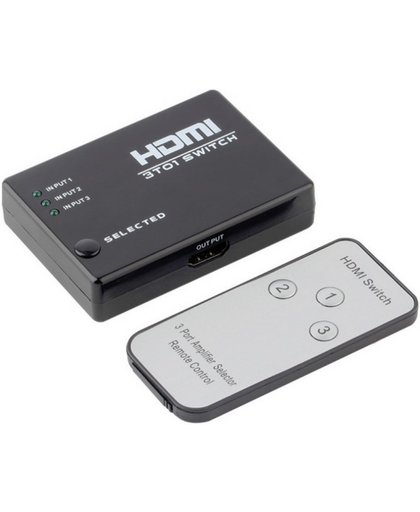 3 switch HDMI splitter Switch met afstandsbediening / HDMI hub 1080p / 3-in en 1-uit