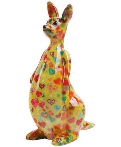 Pomme Pidou spaarpot kangaroo Lucy - Uitvoering - Groen met harten
