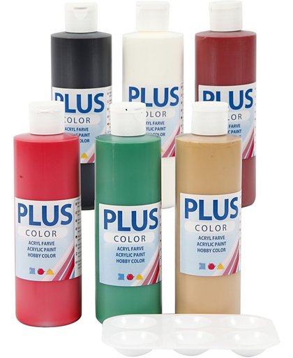Plus Color Acrylverf - Verf - Set van 6x250 ml - Kerstkleuren