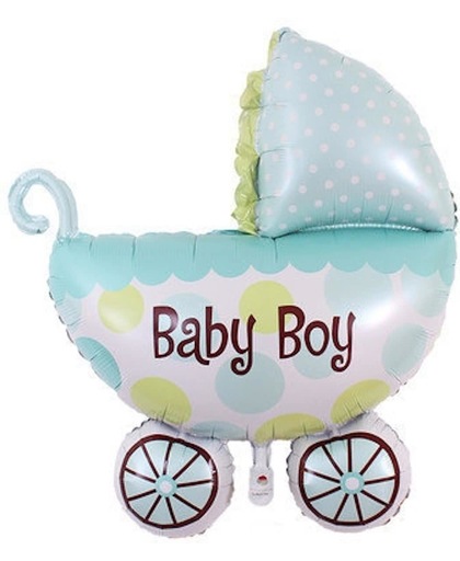 Blauwe wandelwagen baby boyvoor geboorte jongen 35 cm