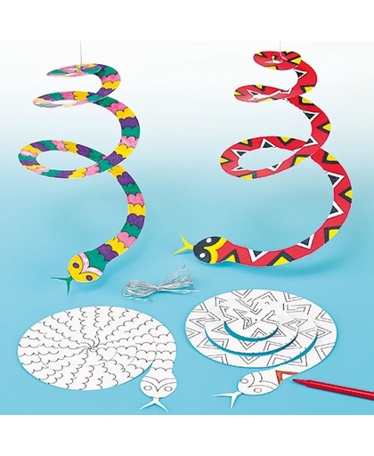 Spiraalmobiel – slang - maak ontwerp je eigen hangdecoratie - creatieve knutselpakket voor kinderen (10 stuks)