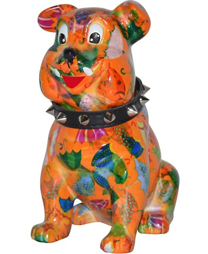 Pomme-pidou spaarpot bulldog 'Buddy' M oranje met paraplu'tjes