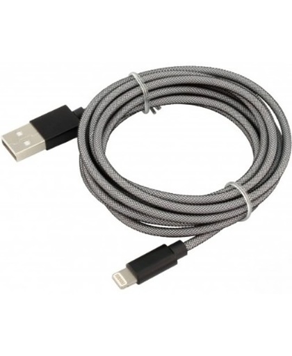 Ansmann 1700-0046 2m USB A Lightning Zwart, Grijs USB-kabel