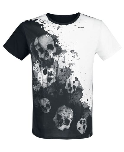 Outer Vision Dripping Skulls T-shirt wit-zwart