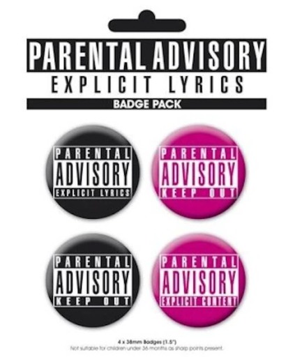 Parental Advisory Explicit Lyrics Buttons - Badge Pack