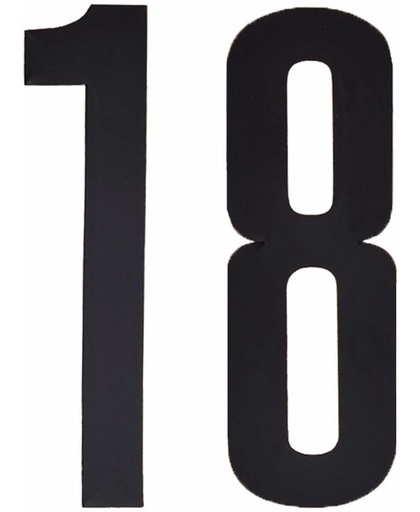 Cijfer sticker 18 zwart 10 cm - klikocijfers / losse plakcijfers