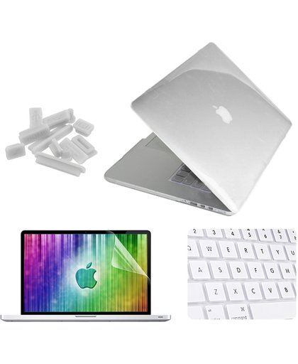 ENKAY 4 in 1 Crystal Hard Shell Plastic beschermings hoesje met Screen beschermings & toetsenbord Guard & Anti-dust Plugs voor MacBook Pro Retina 13.3inchwit