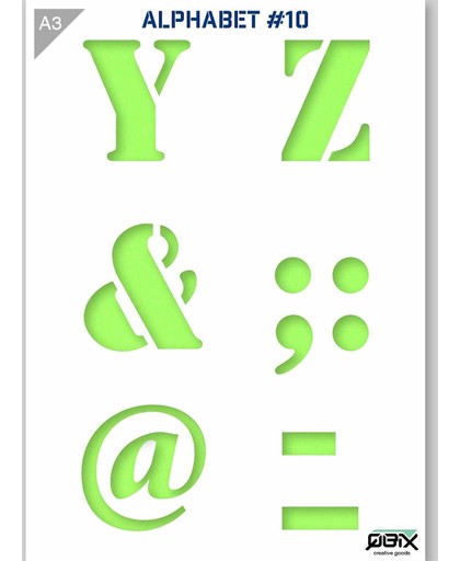 Letter Sjabloon Y Z met Tekens - Karton Stencil - A3 42 x 29,7 cm - Letters zijn +- 9cm hoog
