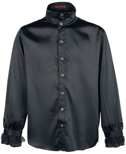 KuroNeko Shiny Victorian Blouse Overhemd zwart