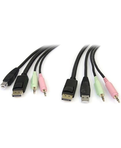 StarTech.com 1,80m 4-in-1 USB DisplayPort KVM-switch Kabel met Audio en Microfoon toetsenbord-video-muis (kvm) kabel