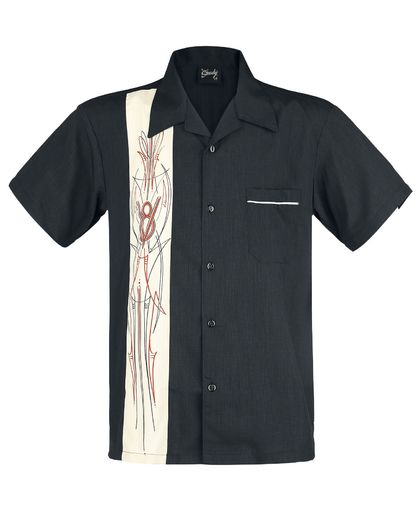 Steady Clothing V-8 Pinstripe Panel Shirt Overhemd zwart