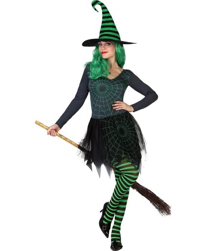 Groen spinnen Halloween kostuum van een heks  - Verkleedkleding - XS/S