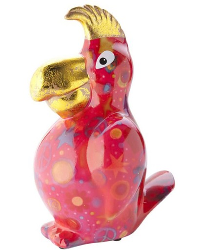 Pomme-pidou spaarpot papegaai 'Coco' M roze met sterretjes en bolletjes