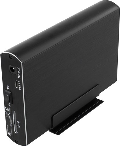 DELTACO MAP-GD39C externe USB-C harde schijf behuizing voor 1 x 3.5" SATA HDD maximaal 8TB, USB-C, USB 3.1 Gen 2, SATA 3.0 tot max. 6 GB / s, aluminium, inclusief USB-C naar USB-C kabel en stroomvoorziening zwart